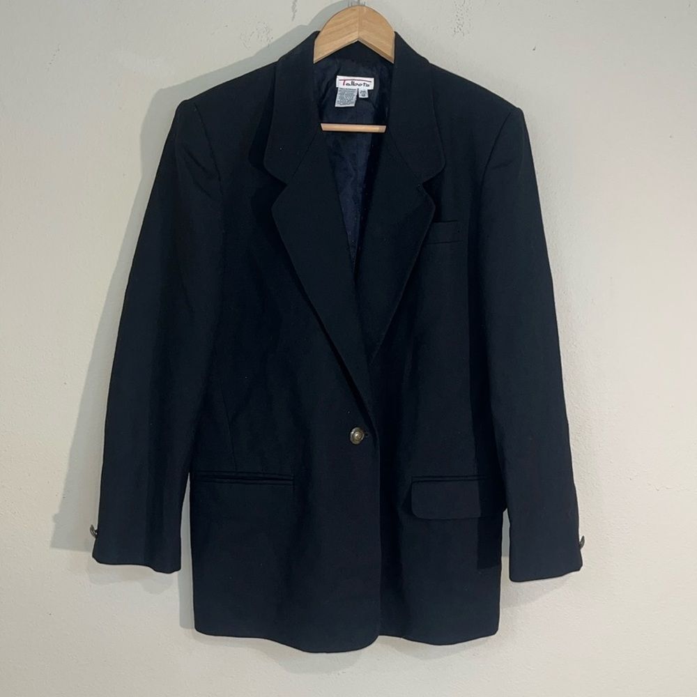 Vintage Talbots 100% Wool Blazer 12 Black Lined Carolyn Bessette